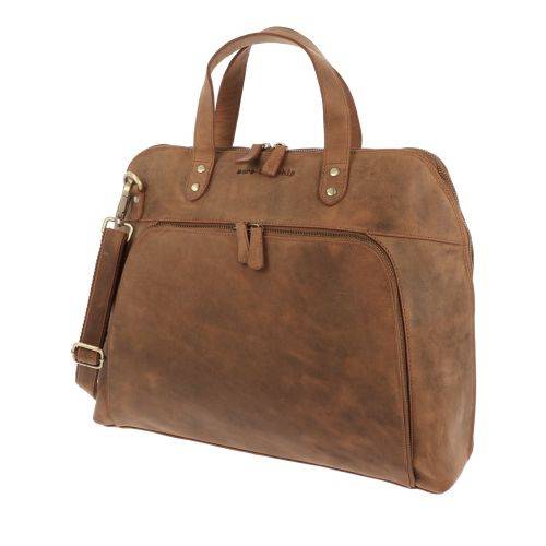 Klein Bij naam vijver 15,6" ladies laptop bag brown vintage ecoleather | MoreThanHip.com