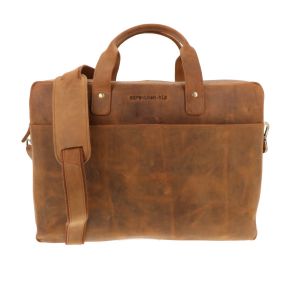 SAMPLE SALE Ruime LUXE  laptop/aktetas 15,6" van mat bruin vintage ecoleer 