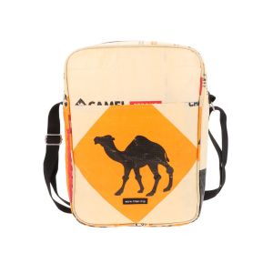 Unisex shoulderbag from recycled cement bags - Kosal camel orange