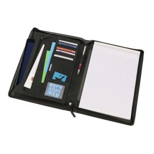 Deluxe A4 writing case of matt black vintage eco leather - Chester