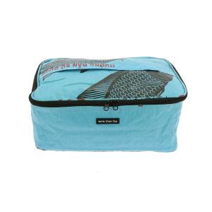 Beautycase or toiletry bag made from recycled cement bags - Jati fish blue