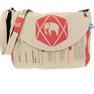 Spacious women's shoulder bag made from recycled cement bags - Judy elephant