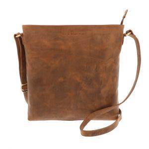 Crossbody shoulder bag of matt brown vintage eco leather - Bryony