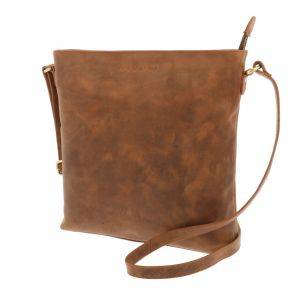 Crossbody shoulder bag of matt brown vintage eco leather - Bryony