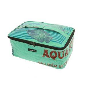 Beautycase or toiletry bag made from recycled fish food bags - Jati fish green