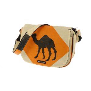 Handbag made of upcycled cement sacks - Qinisa camel