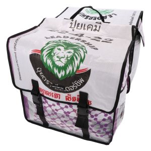 Double pannier made of recycled cement sacks - Mumba lion