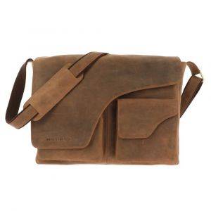 Large laptop bag 15.6"  dark brown eco leather - Glasgow