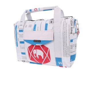 Large 15,6 inch laptop/work bag of recycled cement bags - Kiri elephant red