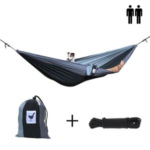 XXL double (travel) hammock Shades of Grey with rope set 