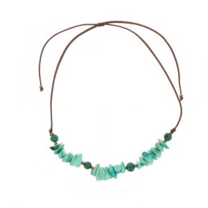 Adjustable necklace of tagua and acai - Alicia/green