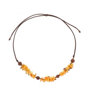 Adjustable necklace of tagua and acai - Alicia ocher/brown