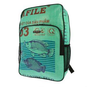 Laptop backpack 15.6 inch made of recycled cement sacks - Trong fish green 