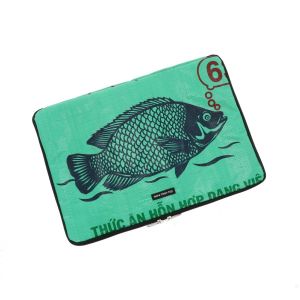 15.6 inch laptop sleeve from recycled cement bags - Manoa - fish green