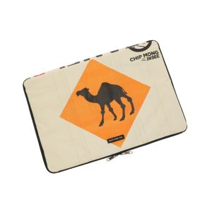 15.6 inch laptop sleeve from recycled cement bags - Manoa - camel