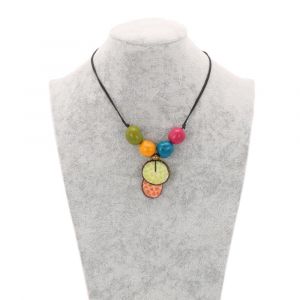 Lotus adjustable tagua necklace - multicolour