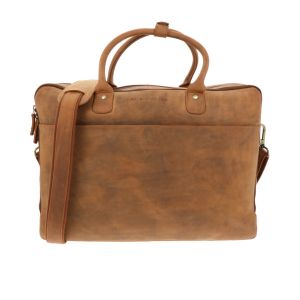 SAMPLE SALE Ruime LUXE  laptoptas 15,6" van mat bruin vintage ecoleer 