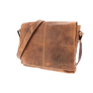 Shoulder bag A4+ of brown vintage eco leather - Chandler