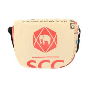 Spacious women's messenger made from recycled cement bags - Amy elephant