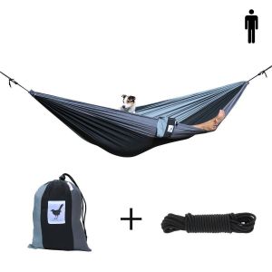 SINGLE (travel) hammock Shades of Grey with rope set