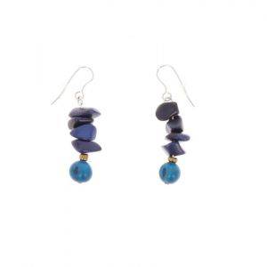 Tagua and acai earrings - Raquel blue
