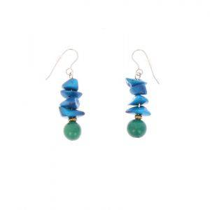 Tagua and acai earrings - Raquel blue/green