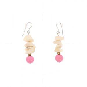 Tagua and acai earrings - Raquel pink/cream