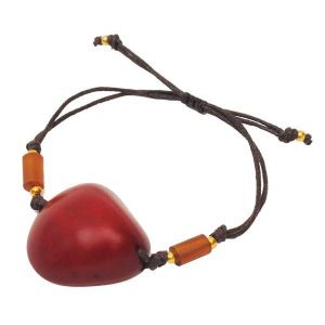 Ovalo tagua bracelet - red