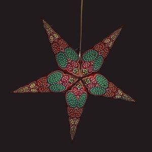 Paper Christmas star Ø60 cm Goa - incl. lighting set - multicolour/green
