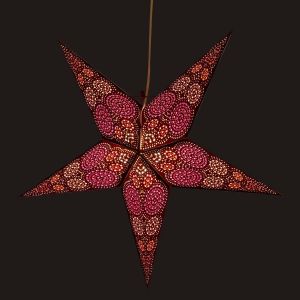 Paper Christmas star Ø60 cm Goa - incl. lighting set - brown/pink