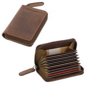 RFID card holder or credit card holder brown vintage eco leather - Dublin