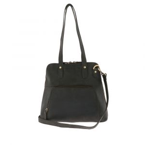 Retro handbag of matt black vintage eco leather - Poppy