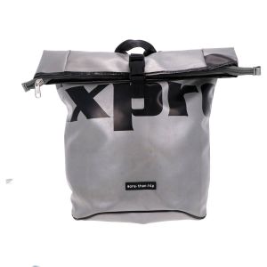 Large waterproof truck tarp rolltop backpack with laptop compartment - Berlin silver/graphic