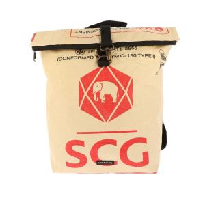 Rolltop rucksack made from recycled cement sacks - Tantor elephant