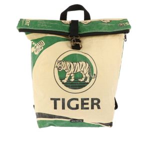 Rolltop rucksack made from recycled cement sacks - Tantor tiger