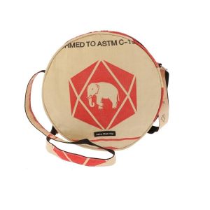 Round shoulder bag made of recycled cement bags - Faya elephant