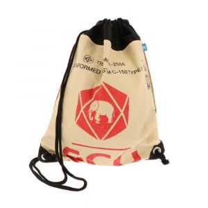 Drawstring backpack (L) made of recycled cement bags - Aimée elephant