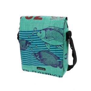 Small shoulderbag from recycled fish food bags - Kino fish green