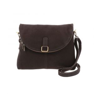 Crossbody bag made of darkbrown eco leather - Maidstone including detachable shoulder and wrist band