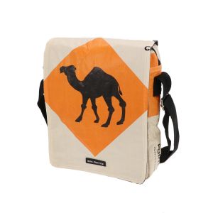 Small shoulderbag from recycled cement bags - Kino camel orange