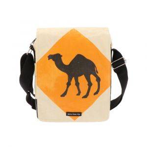 Small shoulderbag from recycled cement bags - Kino camel