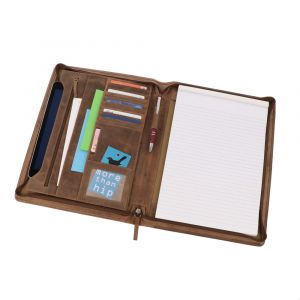 Deluxe A4 writing case made of brown vintage eco leather - Chester