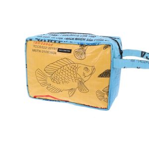 Large toiletry bag from recycled fish food bags - Yindee - Blue/Yellow
