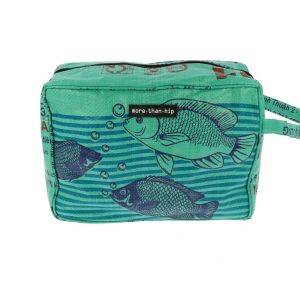 Toiletry bag from recycled fish food bags - Yindee - fish green