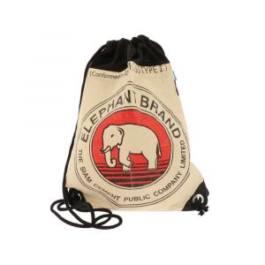 Drawstring backpack (M) made of recycled cement bags - Jolie elephant