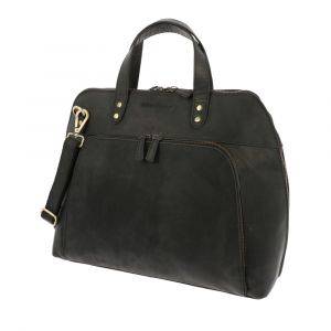 Ladies laptop bag 15,6" of matt black vintage eco leather - Primrose