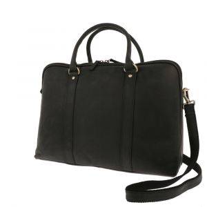Ladies laptop bag 15.6" of matt black vintage eco leather - Hazel
