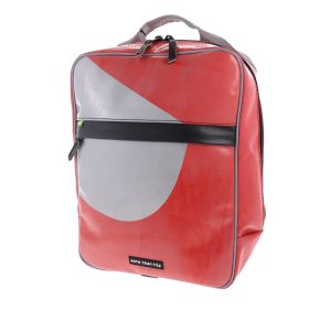 Unique backpack of recycled truck tarpaulin with 15.6"laptop sleeve