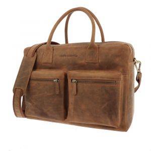 Large work bag with 15.6" laptop compartment in matt brown vintage eco leather - Sycamore