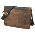 Messenger bag with 15.6” laptop compartment vintage brown leather - Dakota 